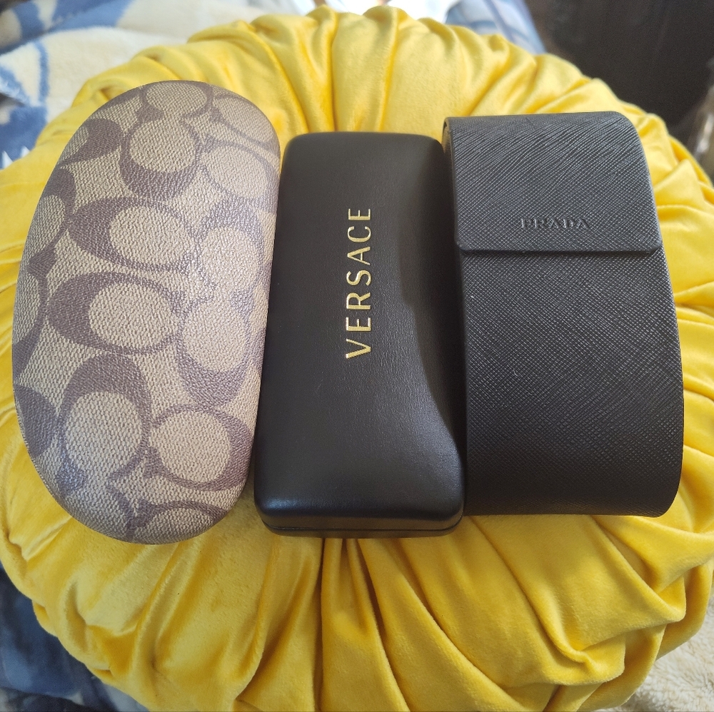 Versace Black Sunglasses Case with Coach and Prada Cases